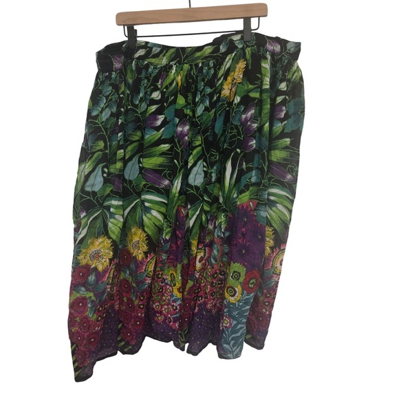 Take Two Dresses & Skirts - Vintage Take Two Botanical Floral Skirt Elastic Waist‎ Boho Tropical Garden